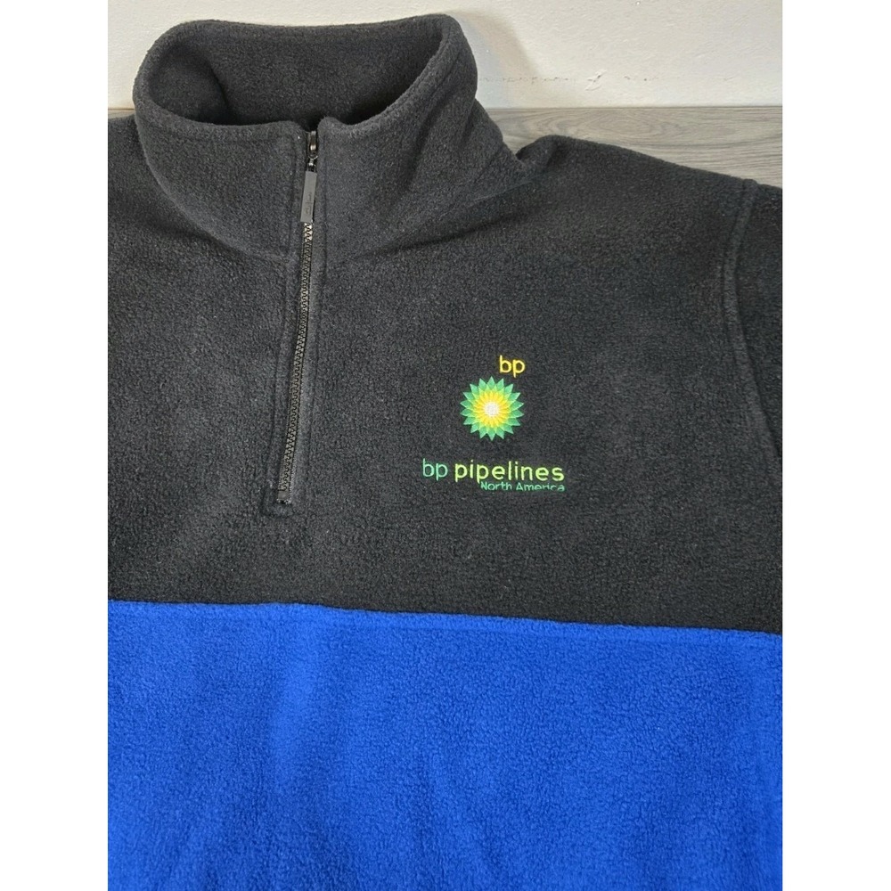 BP Pipelines America Pullover Mens 2XL‎ Black Blue Fleece Jacket id